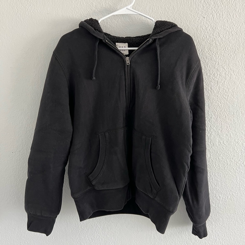 GAP Fleece Zip Up Sweatshirt Black Size Men’s Small